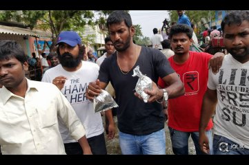 Celebs at Chennai Flood Relief Activities